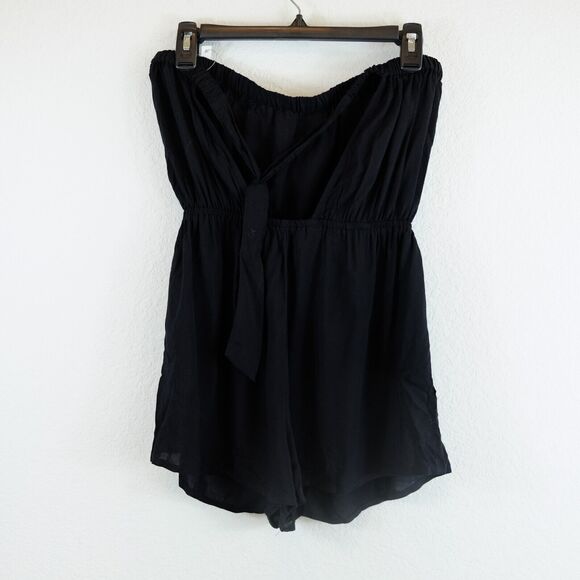 NWT ASOS Romper Sz 6 Black Bandeau Tie Open Back Strapless Beach Coverup Retro - Picture 5 of 10